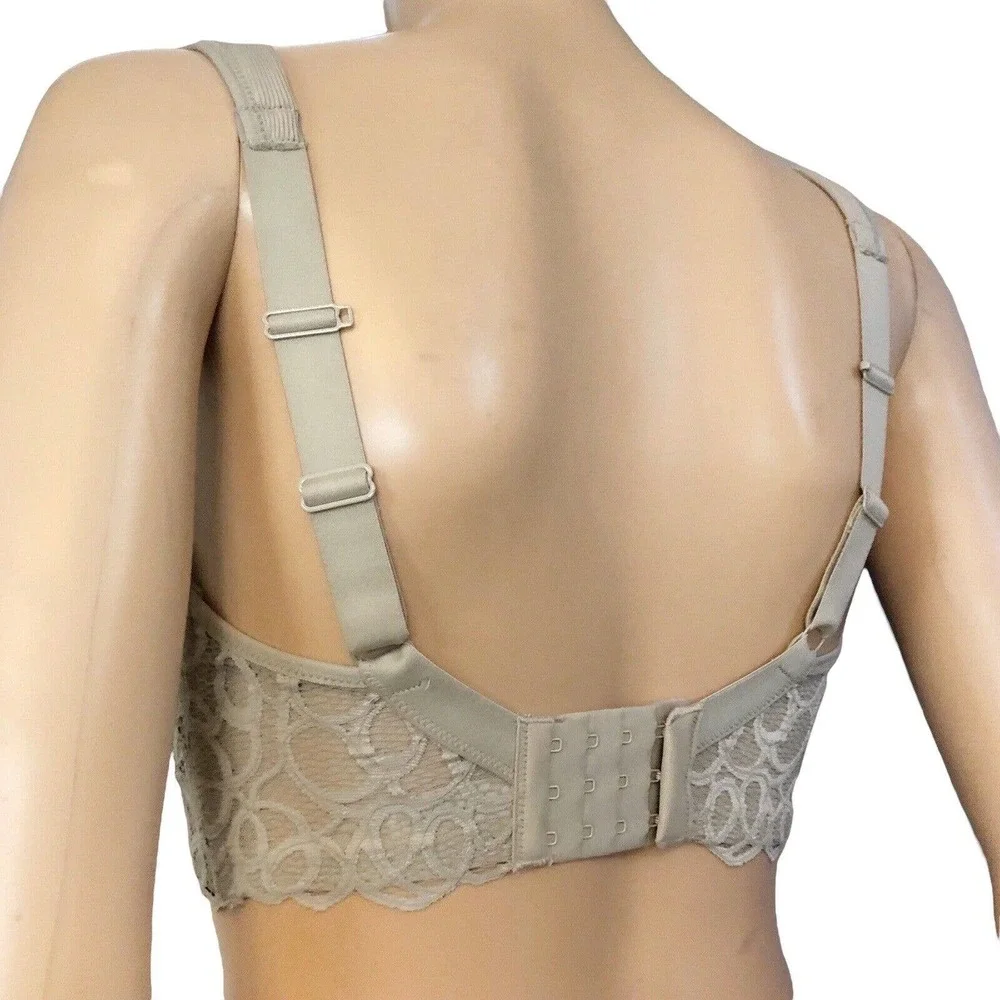 Paramour Marron Cami Bra Ribbed Knit Lace Trim Unpadded Wired